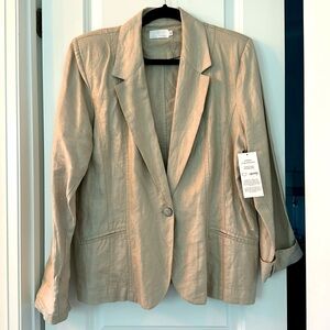 Linen oatmeal blazer. Paul Brail brand new